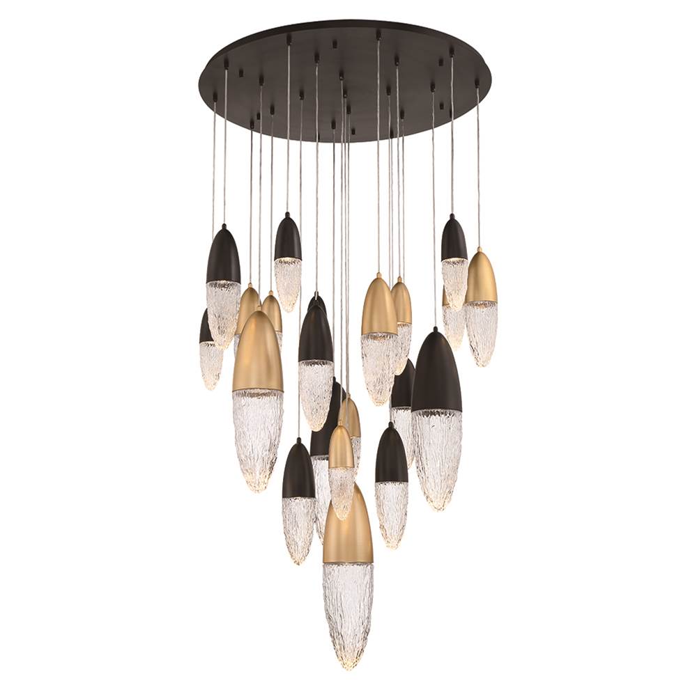 Eurofase 43860-043 Gold Black Mix Ecrou, Chandelier, 22-light, 40'', Gold-black Mix, Clear Glass Image 2