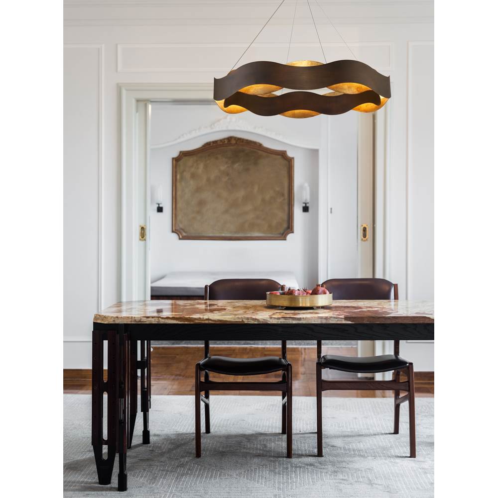 Eurofase 31384-018 Bronze Gold Mix Vaughan, Chandelier, 34'', Bronze-gold Mix, Gold Glass Image 5