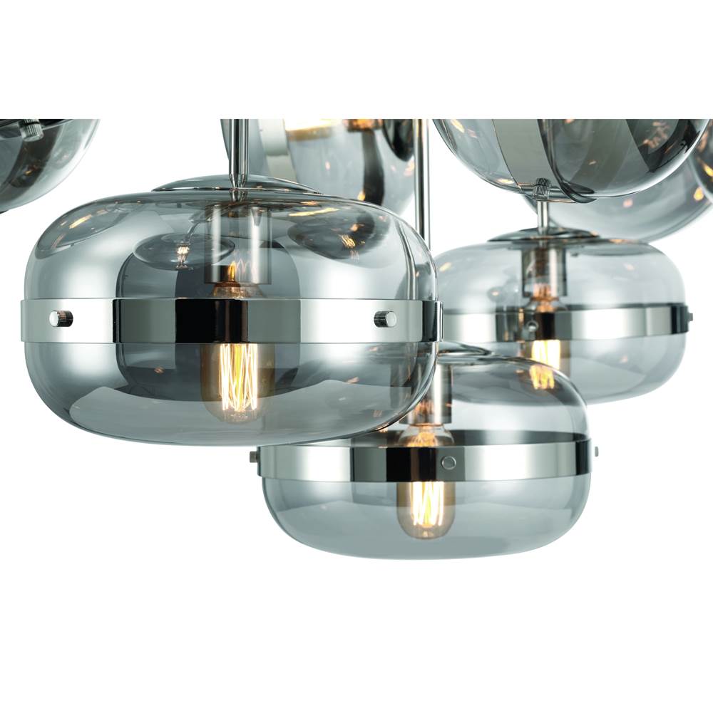 Eurofase Nottingham, Chandelier, 10-light, 54'', Polished Nickel, Smoked Glass