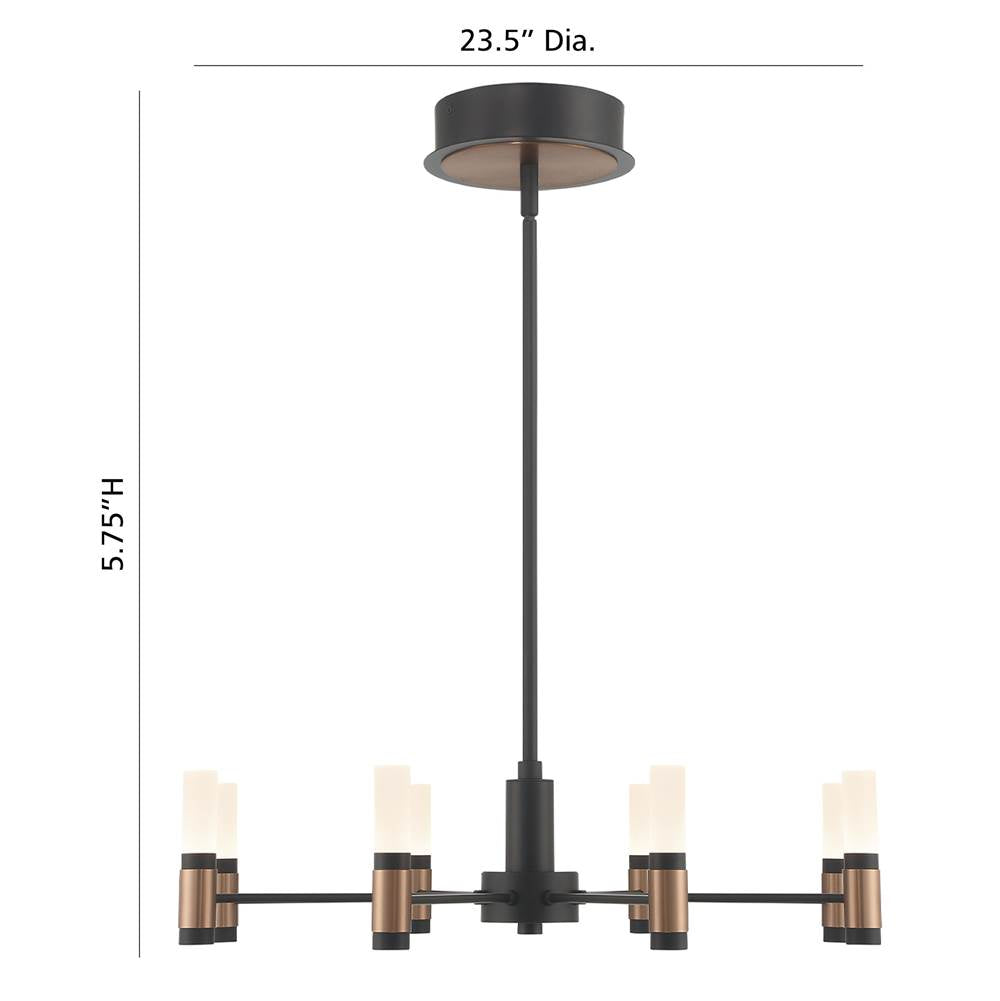 Eurofase 46352-019 Brass Black Mix Albany, Chandelier, 8-light, 24'', Brass-black Mix, White Acrylic Image 1