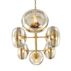 Eurofase 38130-014 Antique Brass Nottingham, Chandelier, 6-light, 43'', Antique Brass, Amber Glass Image 3