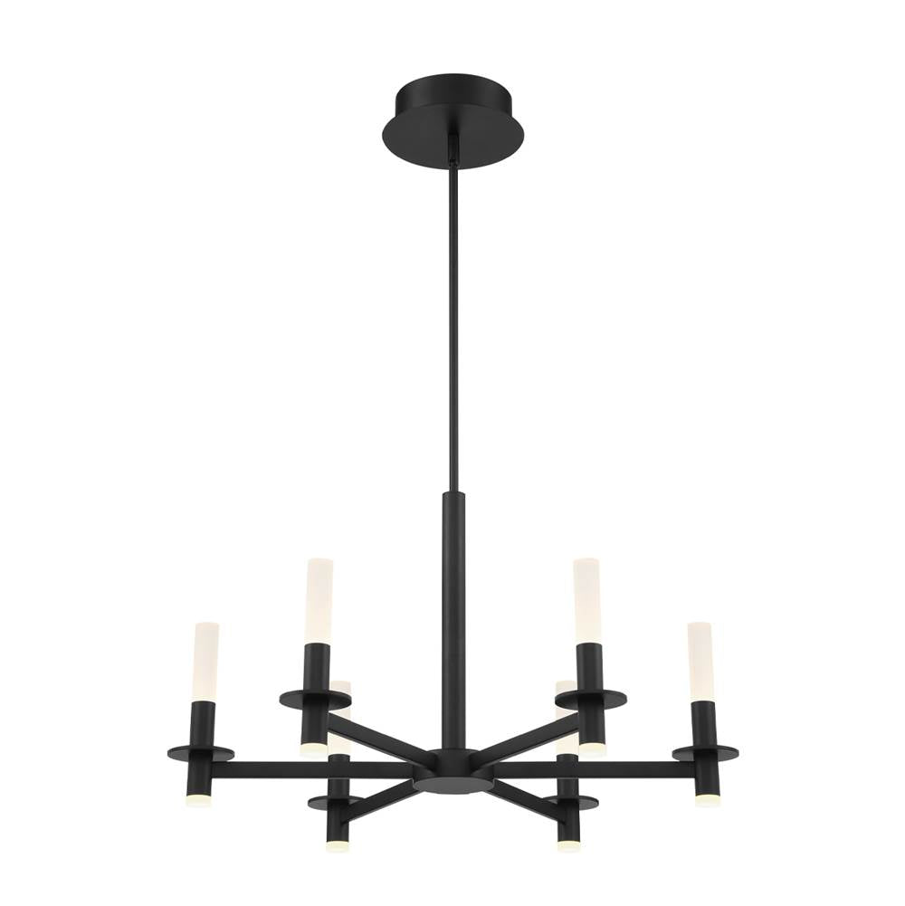 Eurofase Torna, Chandelier, 6-light, 28'', Matte Black, White Acrylic