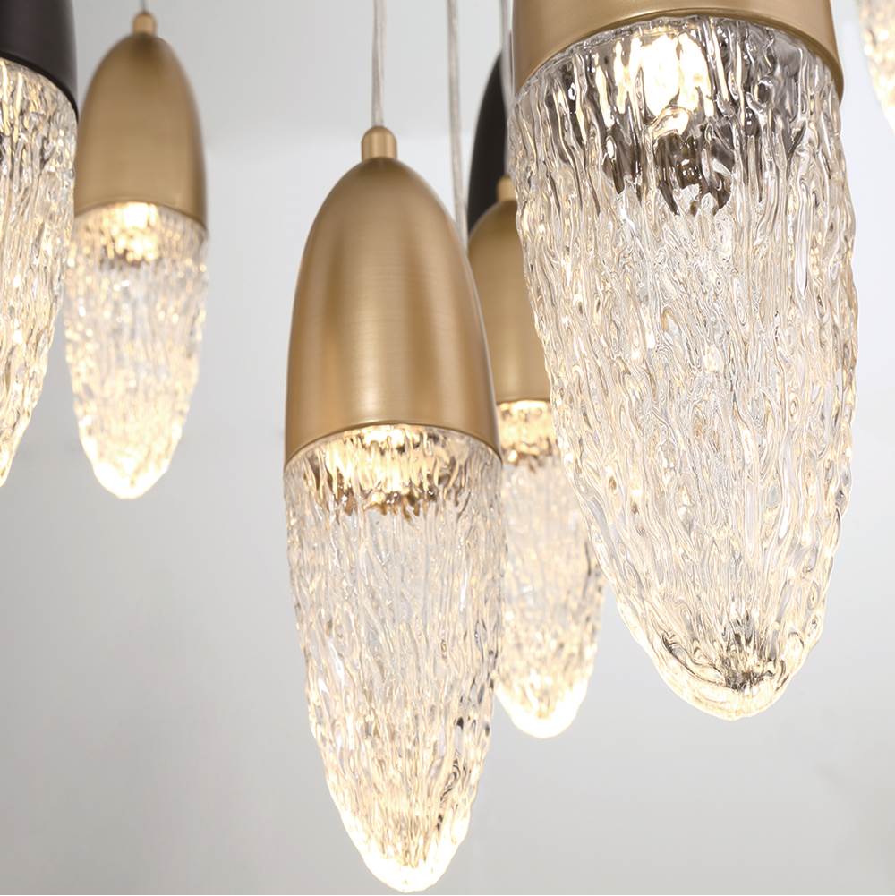 Eurofase Ecrou, Chandelier, 12-light, 30'', Gold-black Mix, Clear Glass