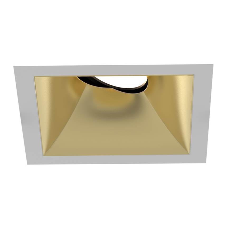 Eurofase Oscar Small 15w Square White Trim Gold Baffle Gimbal Wide 3500k Clear Lens