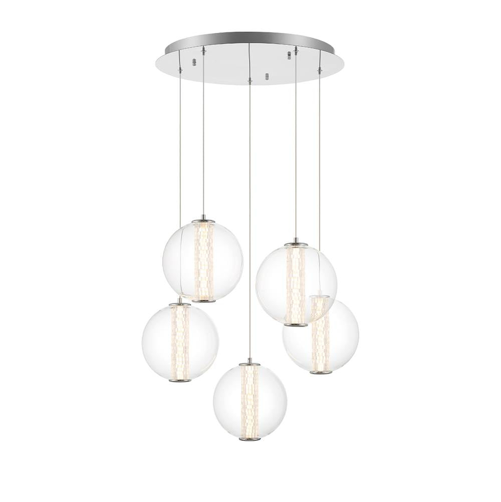 Eurofase 45737-015 Chrome Atomo, Chandelier, 5-light, 26'', Chrome, Clear Glass Image 6