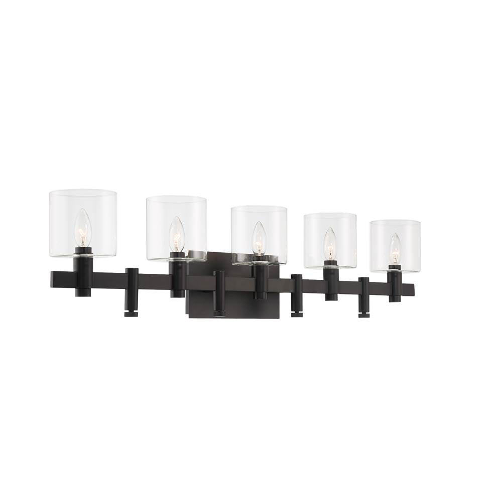 Eurofase 46813-015 Matte Black Decato, Vanity, 5lt, 38'', Matte Black, Clear Glass Image 2