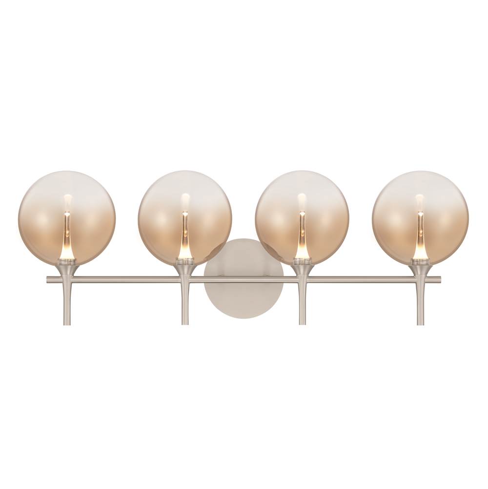 Eurofase 48917-032 Satin Nickel Iissa, Vanity, 4lt, Satin Nickel, Amber Glass Image 1