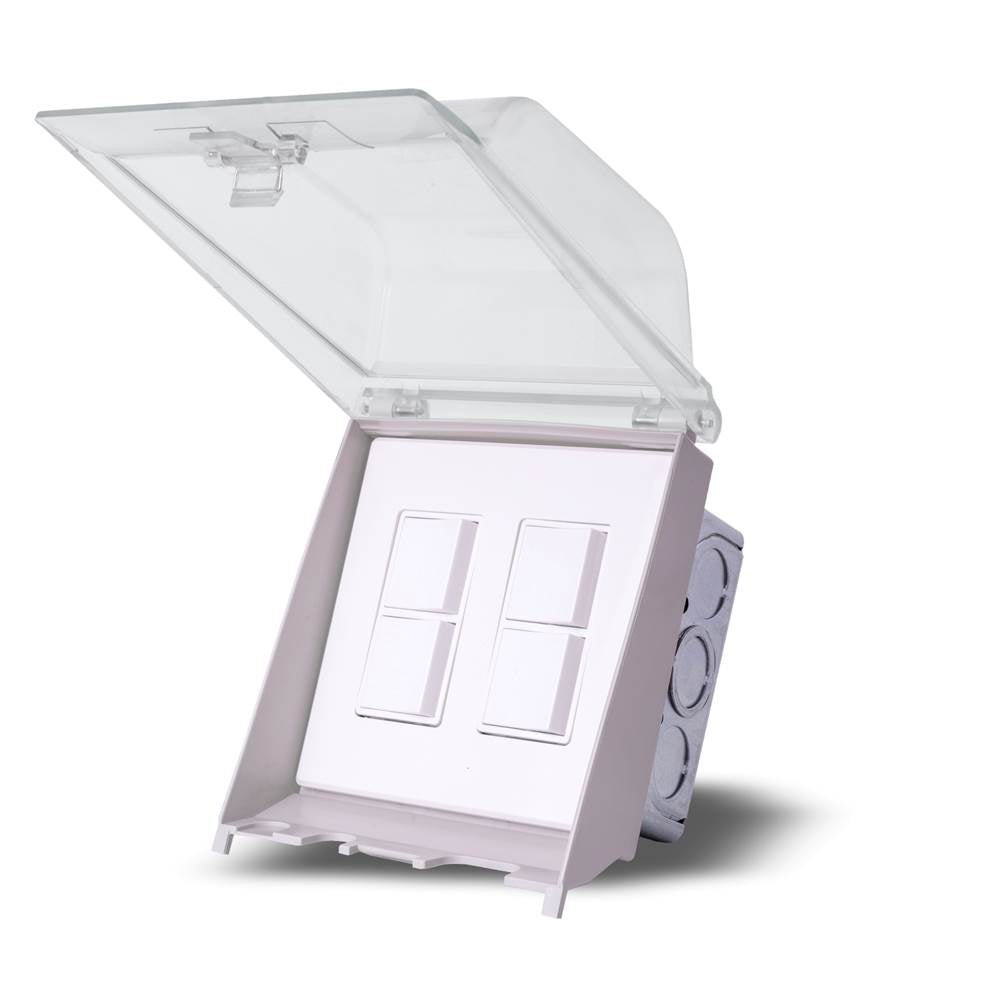 Eurofase EFDWWPW White Eurofase Efdwwpw Flush Mount Dual Duplex Stack Switch With Weatherproof Cover And Gang Box Image 2