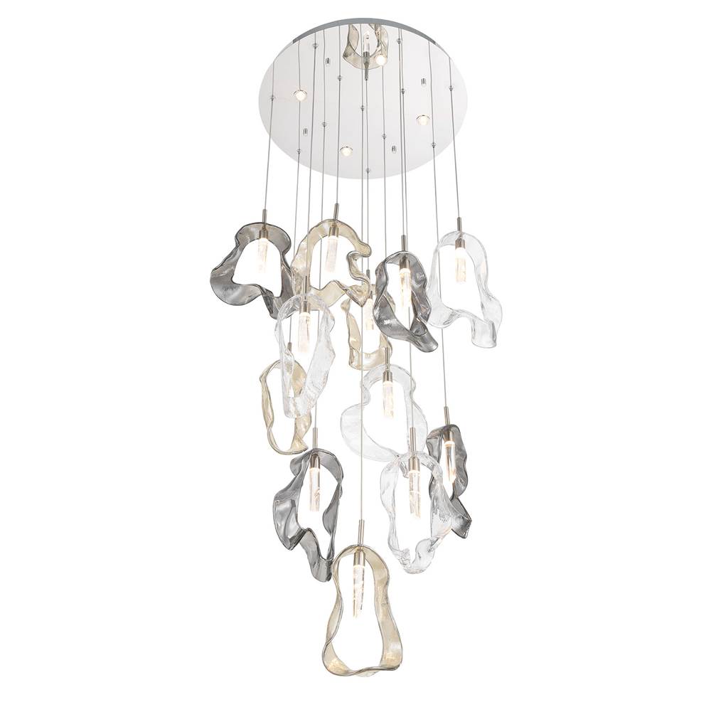 Eurofase 49237-023 Polished Nickel Norah, Chandelier, 12-light, 24'', Polished Nickel, Mixed Glass Image 5