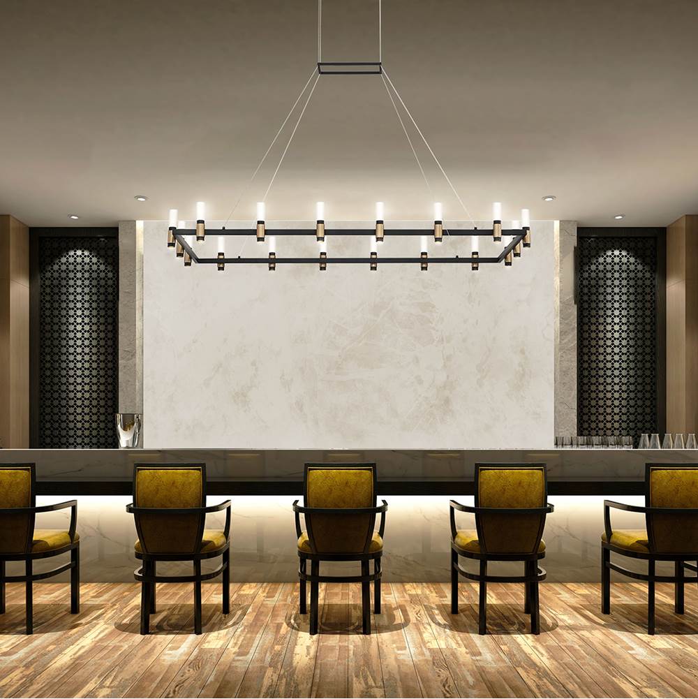 Eurofase 37048-013 Satin Nickel Black Mix Altamont, Chandelier, 18-light, 52'', Satin Nickel-black Mix, White Acrylic Image 3