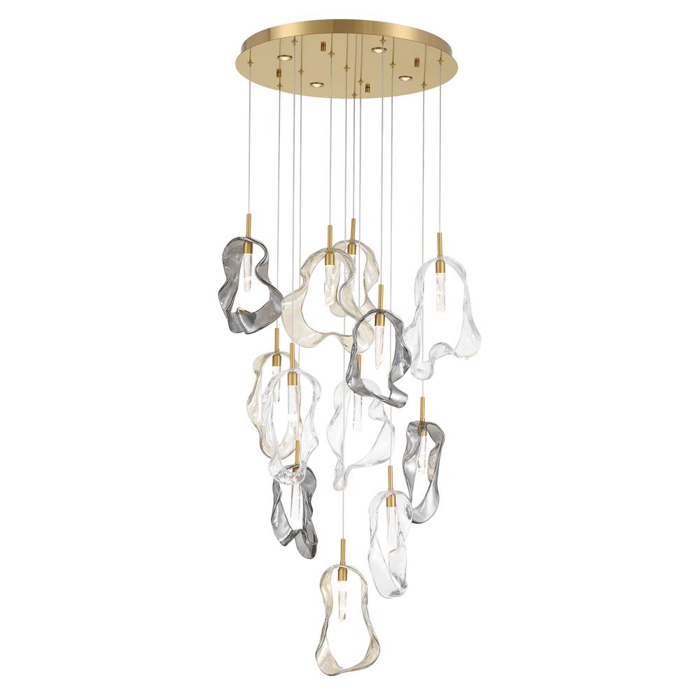 Eurofase 49237-016 Gold Norah, Chandelier, 12-light, 24'', Gold, Mixed Glass Image 4