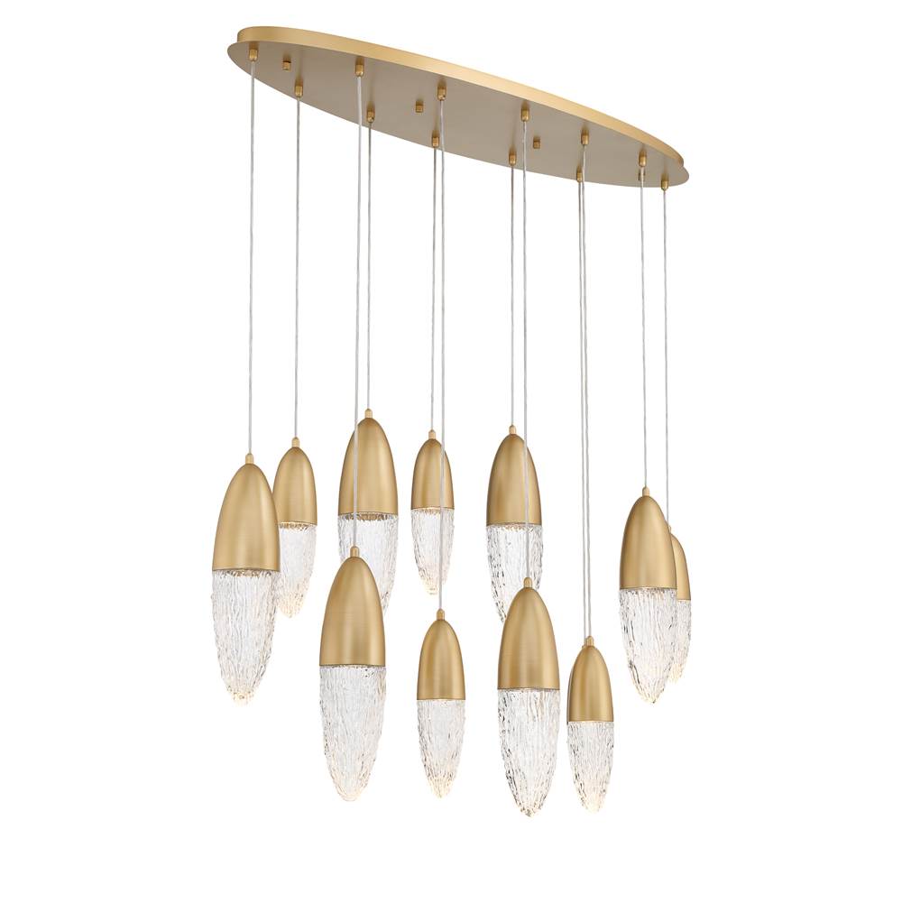 Eurofase Ecrou, Chandelier, 12-light, 44'', Satin Gold Paint, Clear Glass