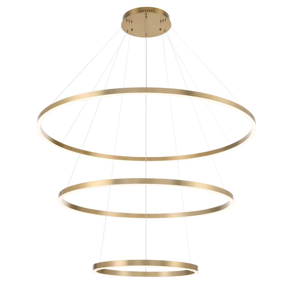 Eurofase 31474-038 Brushed Gold Spunto, Chandelier, 3-light, 61'', Brushed Gold, White Glass Image 2