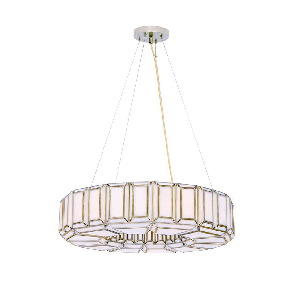 Eurofase Belmont, Chandelier, 8-light, 28'', Antique Brass, White Glass