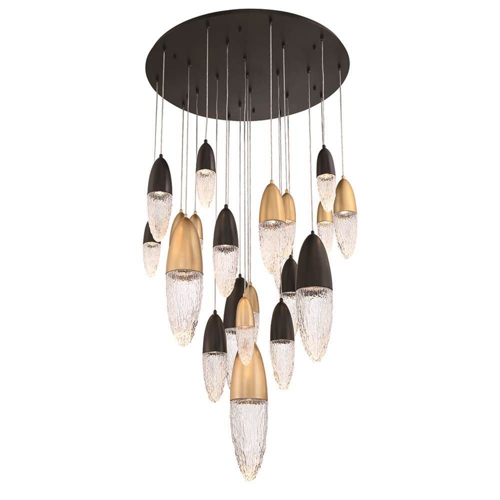 Eurofase 43860-043 Gold Black Mix Ecrou, Chandelier, 22-light, 40'', Gold-black Mix, Clear Glass Image 3