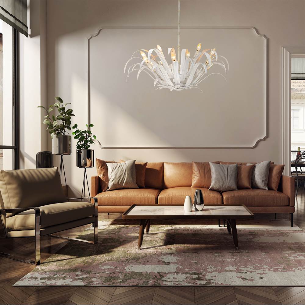 Eurofase Kagra, Chandelier , 12-light, 42'', Distressed White