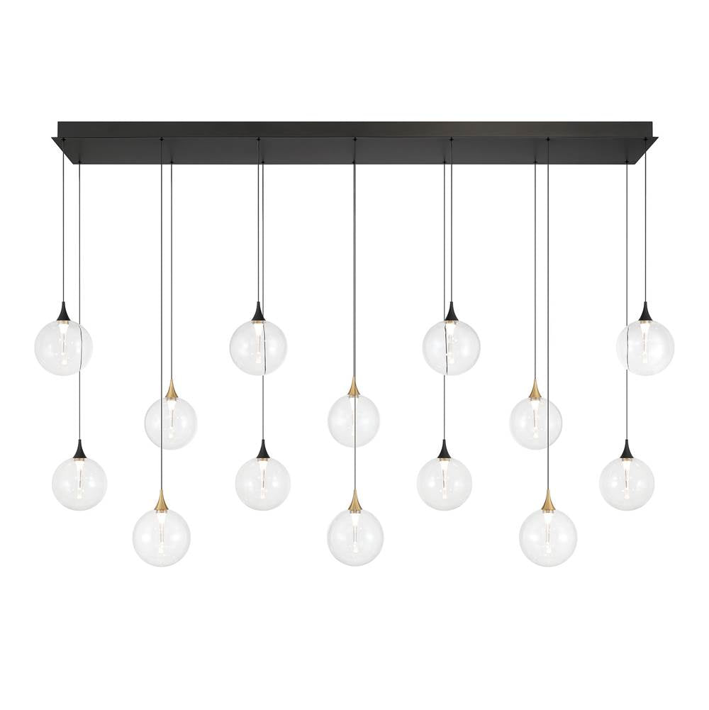 Eurofase 48940-016 Gold Black Mix Iissa, Chandelier, 14-light, 72'', Gold-black Mix, Clear Glass Image 1