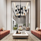 Eurofase Cornice, Chandelier, 12-light, 42'', Gold-black Mix, White Glass