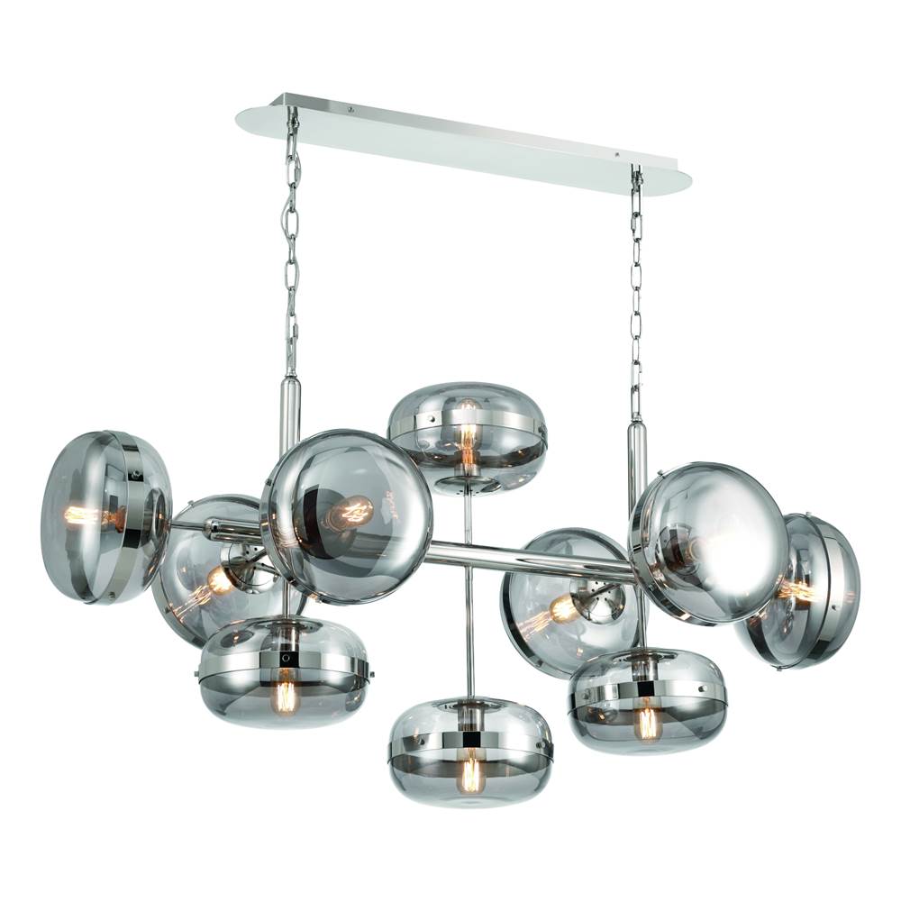 Eurofase 37089-029 Polished Nickel Nottingham, Chandelier, 10-light, 54'', Polished Nickel, Smoked Glass Image 3