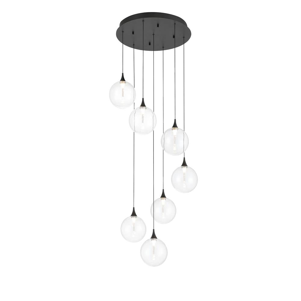 Eurofase 48929-011 Matte Black Iissa, Chandelier, 7-light, 21'', Matte Black, Clear Glass Image 2