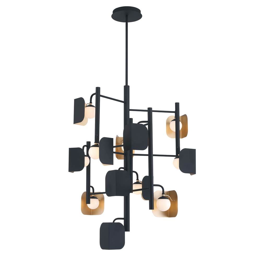 Eurofase 49228-014 Gold Black Mix Cornice, Chandelier, 12-light, 42'', Gold-black Mix, White Glass Image 7