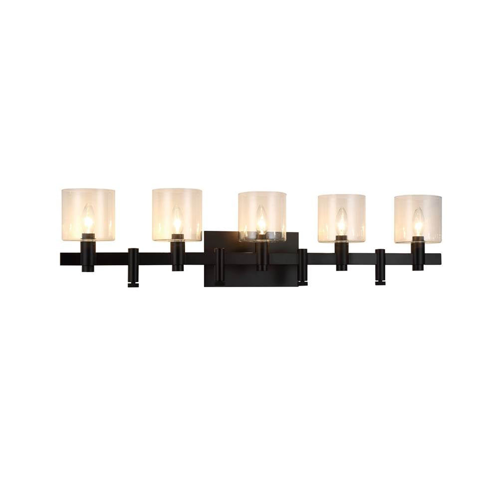 Eurofase Decato, Vanity, 5lt, 38'', Matte Black, Clear Glass