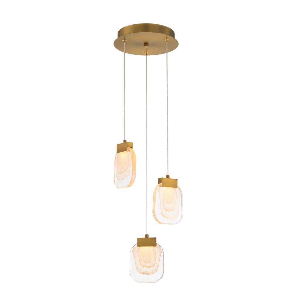 Eurofase 38042-010 Matte Gold Paget, Chandelier, 3-light, 10'', Matte Gold, Clear Glass Image 2