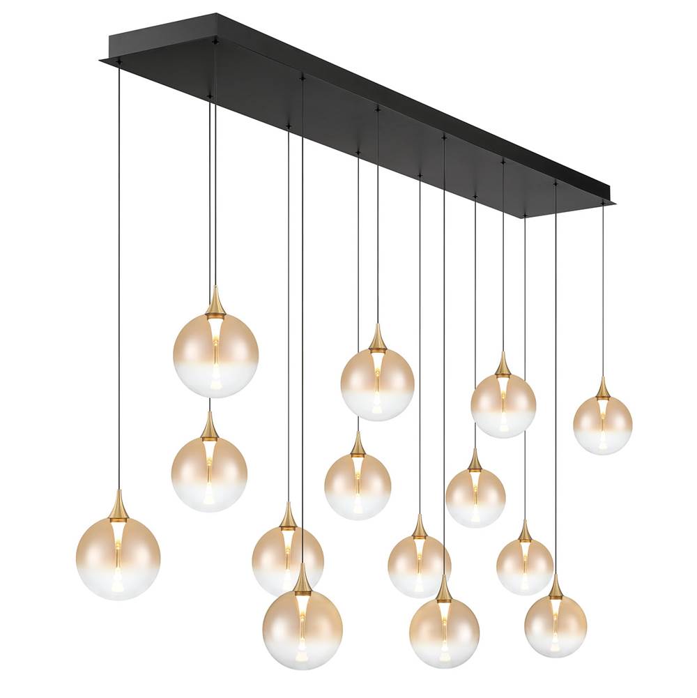 Eurofase 48938-037 Gold Iissa, Chandelier, 14-light, 72'', Gold, Amber Glass Image 2