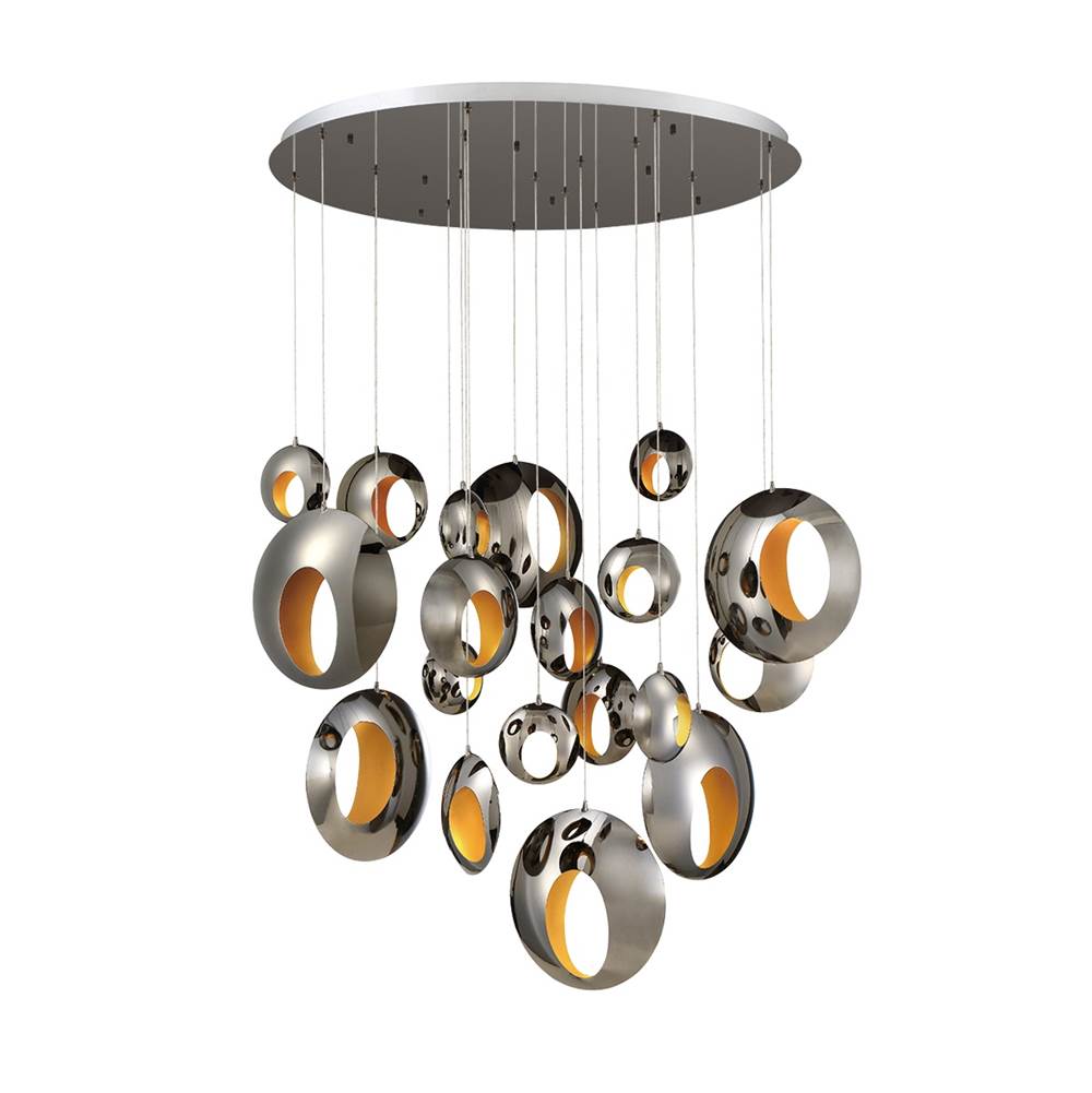 Eurofase 35911-012 Chrome Black Arlington, Chandelier, 19-light, 51'', Chrome Black, Gold Steel Image 4