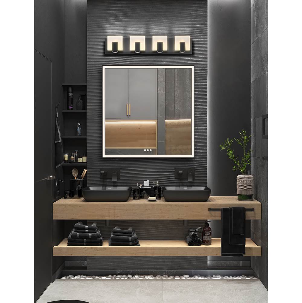 Eurofase 34144-024 Matte Black Canmore, Vanity, 4lt, 27'', Matte Black, Frosted Acrylic Image 1