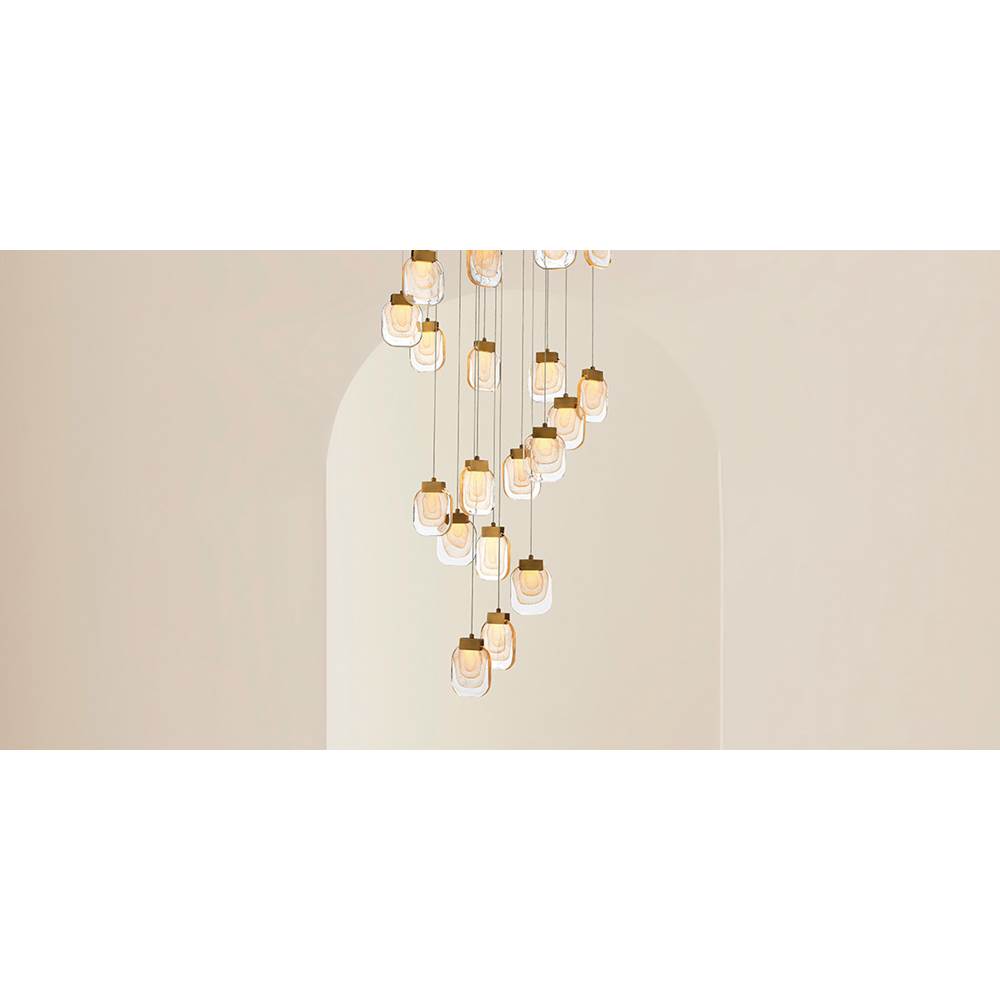Eurofase 37192-013 Matte Gold Paget, Chandelier, 19-light, 29'', Matte Gold, Clear Glass Image 1