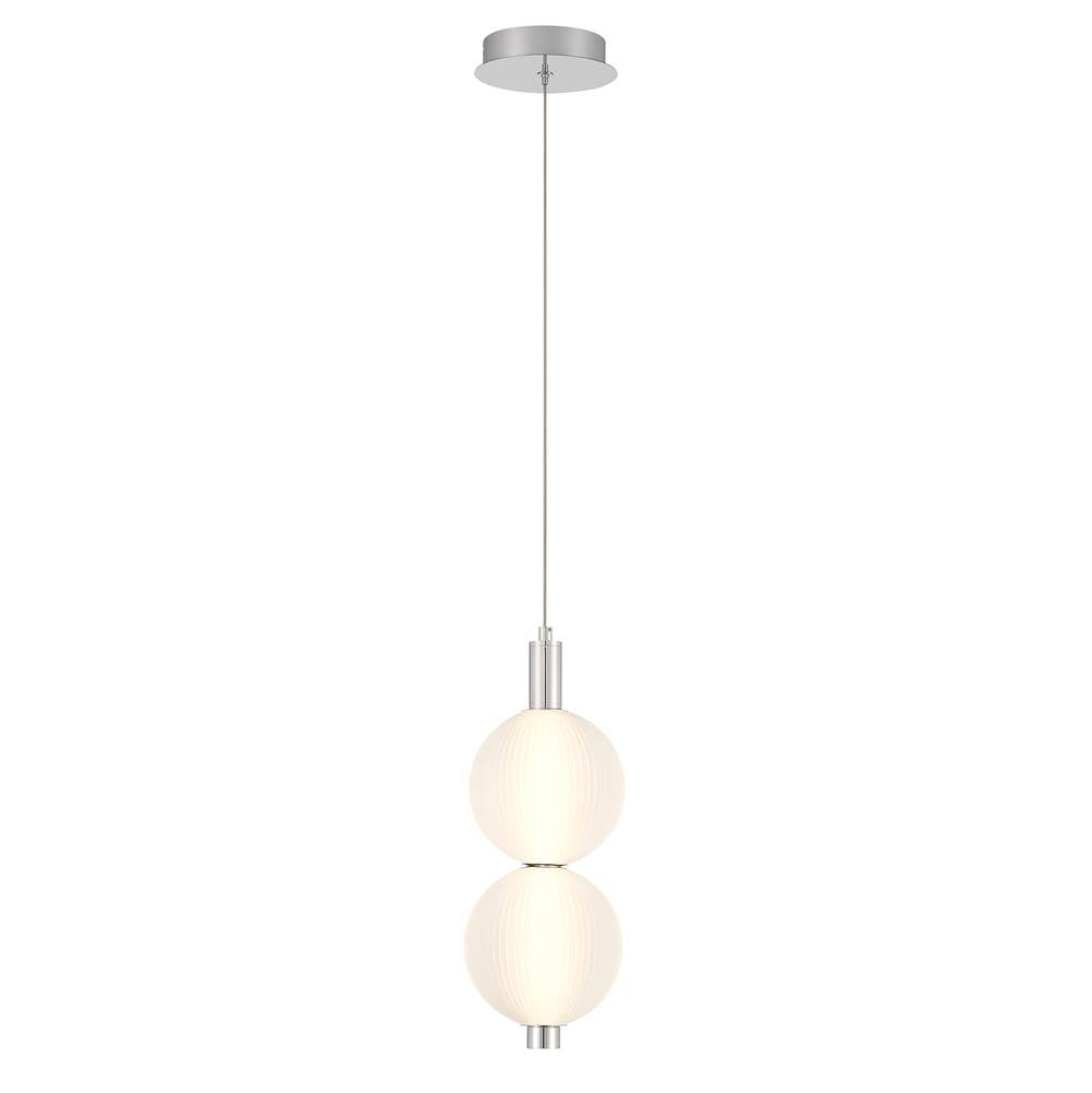 Eurofase 47190-023 Polished Nickel Palmas, Pendant, 2-light, 16'', Polished Nickel, White Glass Image 2