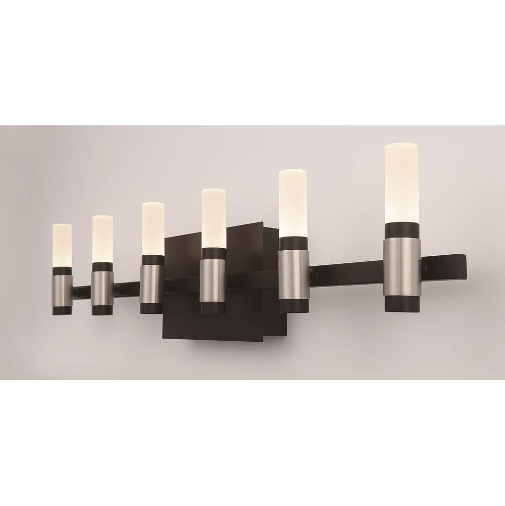 Eurofase 45237-027 Silver Black Mix Albany, Vanity, 6lt, 27'', Silver-black Mix, White Acrylic Image 1