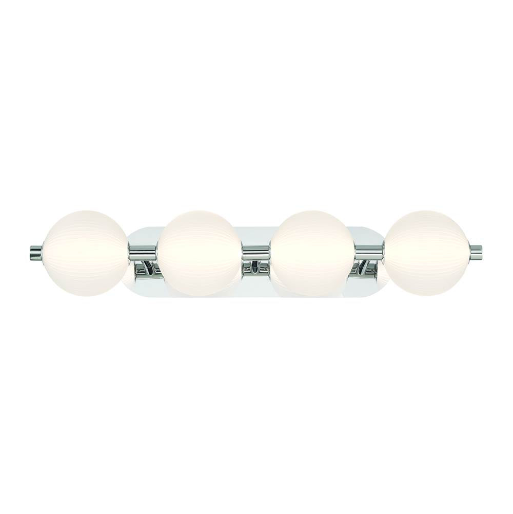 Eurofase 47194-021 Polished Nickel Palmas, Vanity, 4lt, 30'', Polished Nickel, White Glass Image 2