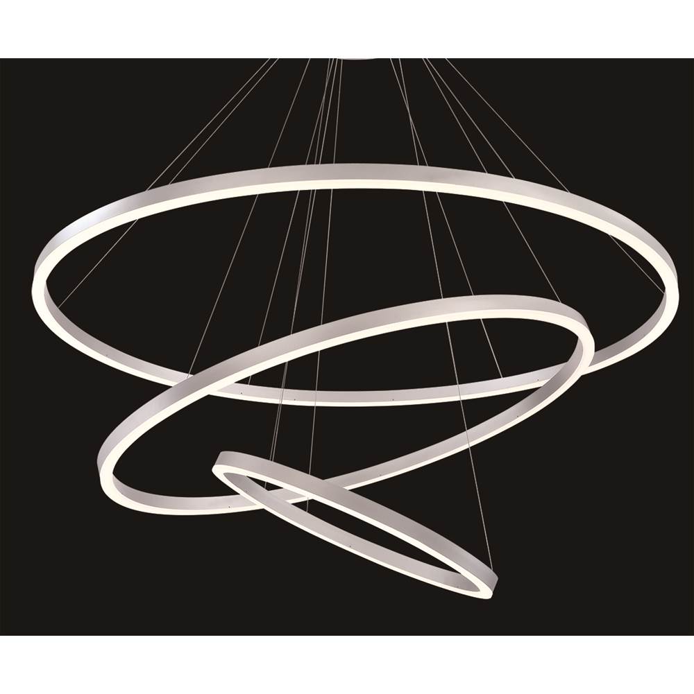 Eurofase 31474-016 Brushed Silver Spunto, Chandelier, 3-light, 61'', Brushed Silver, White Glass Image 2