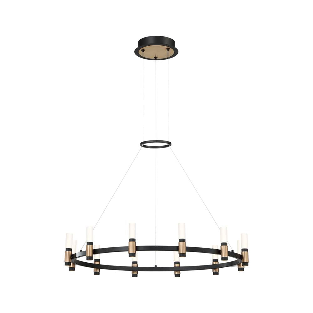 Eurofase Albany, Chandelier, 12-light, 32'', Brass-black Mix, White Acrylic
