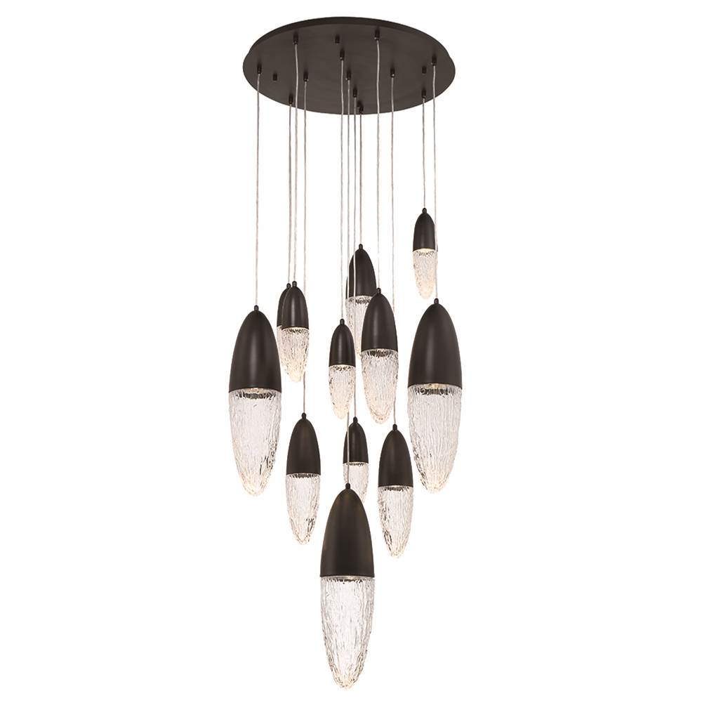 Eurofase Ecrou, Chandelier, 12-light, 30'', Matte Black, Clear Glass
