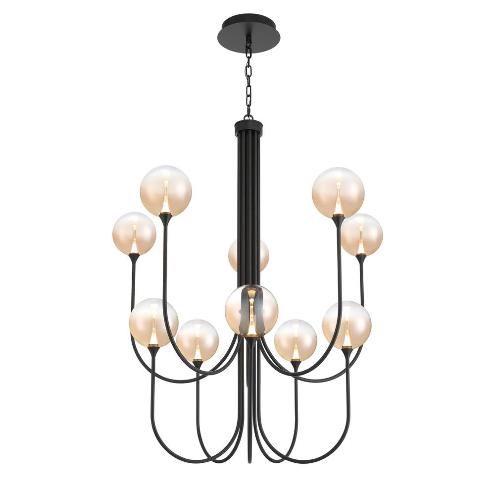 Eurofase 48926-032 Matte Black Iissa, Chandelier, 10-light, 40'', Matte Black, Amber Glass Image 2