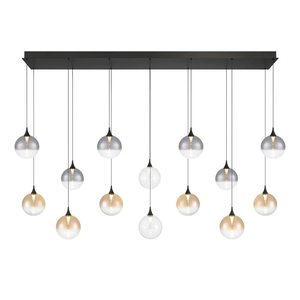 Eurofase 48939-045 Matte Black Iissa, Chandelier, 14-light, 72'', Matte Black, Mixed Glass Image 2