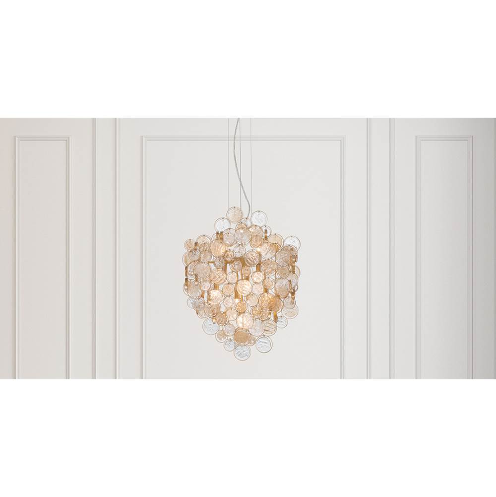 Eurofase 34030-026 Gold Trento, Chandelier, 7-light, 25'', Gold, Amber Glass Image 2