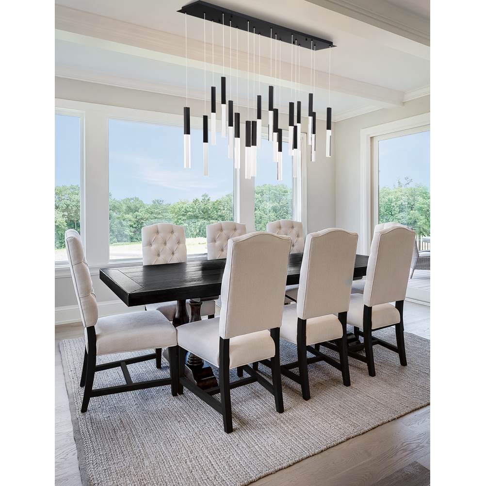 Eurofase Benicio, Chandelier, 18-light, 42'', Matte Black, Clear Glass