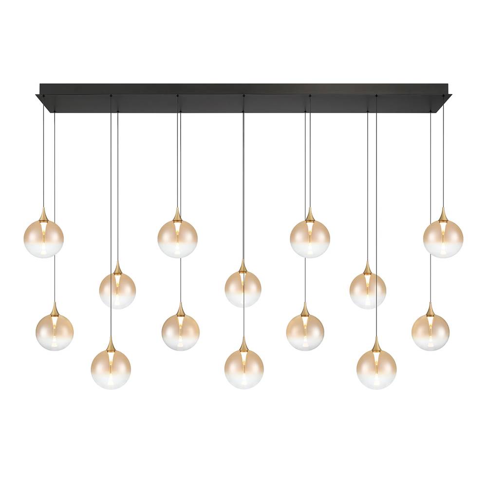 Eurofase 48938-037 Gold Iissa, Chandelier, 14-light, 72'', Gold, Amber Glass Image 1
