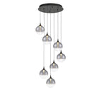 Eurofase Iissa, Chandelier, 7-light, 21'', Matte Black, Smoked Glass