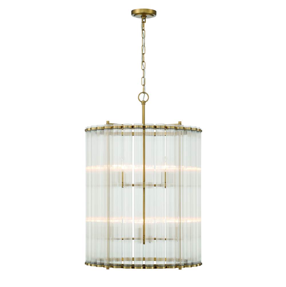 Eurofase 47238-015 Gold Glasbury, Chandelier, 8-light, 27'', Gold, Ribbed Glass Image 1