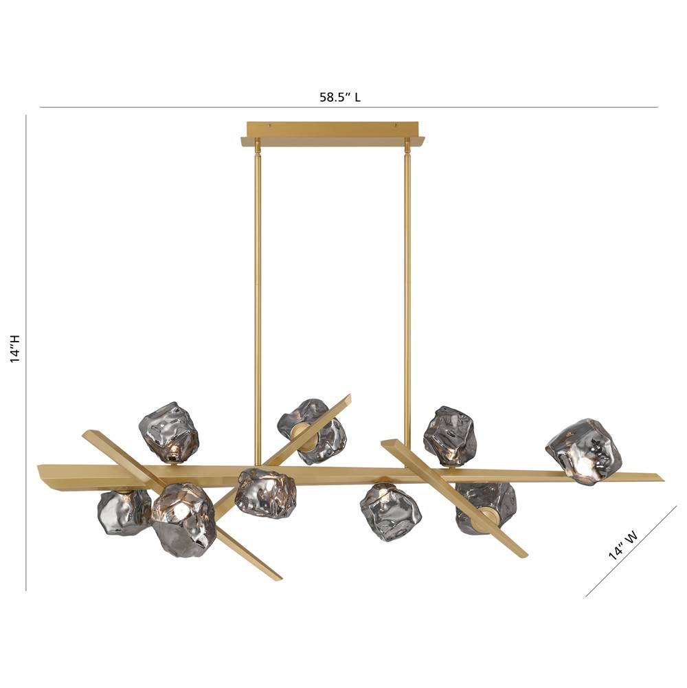 Eurofase 47236-011 Matte Gold Thorah, Chandelier, 9-light, 59'', Matte Gold, Smoked Glass Image 1