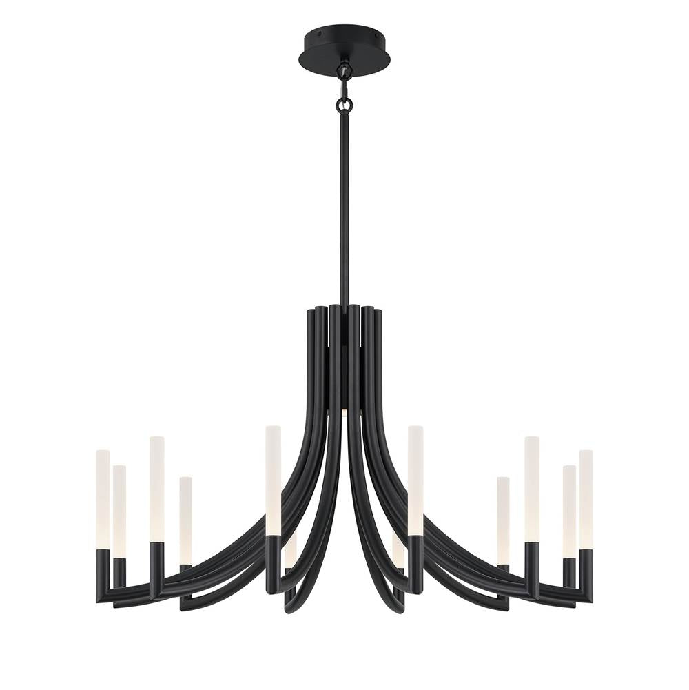 Eurofase 49011-036 Matte Black Olette, Chandelier, 12-light, 36'', Matte Black, Frosted Acrylic Image 2