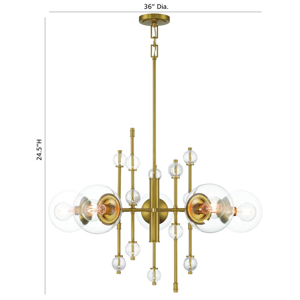 Eurofase Traiton, Chandelier, 5-light, 36'', Gold, Clear Glass