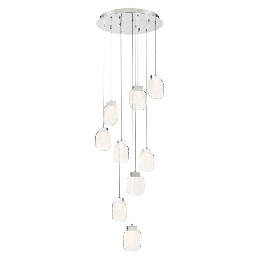 Eurofase 38043-027 Chrome Paget, Chandelier, 9-light, 20'', Chrome, Clear Glass Image 1