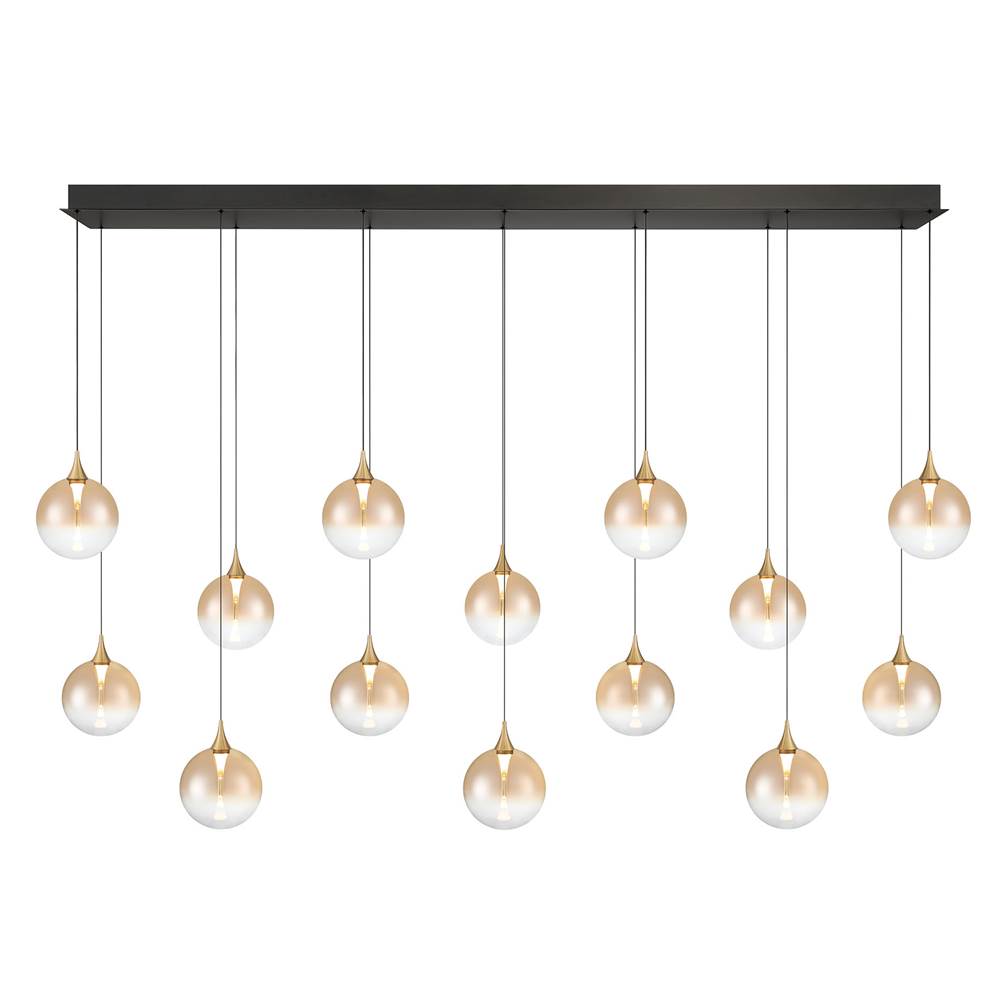 Eurofase 48938-037 Gold Iissa, Chandelier, 14-light, 72'', Gold, Amber Glass Image 3