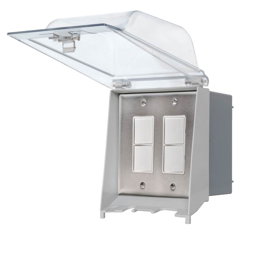 Eurofase EFDOWPS Stainless Steel Eurofase Efdowps Surface Mount Dual Duplex Stack Switch With Weatherproof Cover And Gang Box Image 3